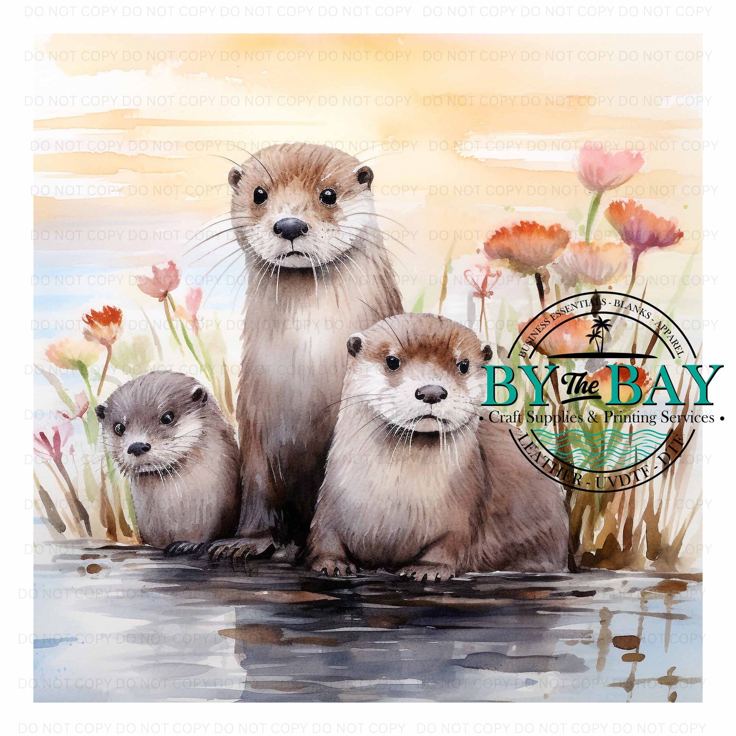 Trio of Otters Panel (Various Sizes)
