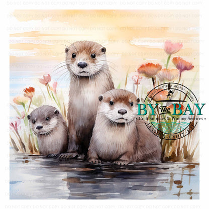 Trio of Otters Panel (Various Sizes)