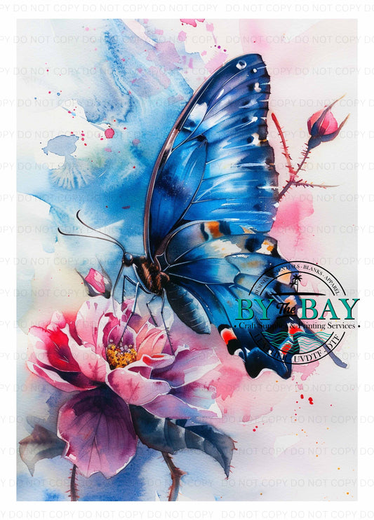 Watercolour Blue Butterfly Panel (Various Sizes)