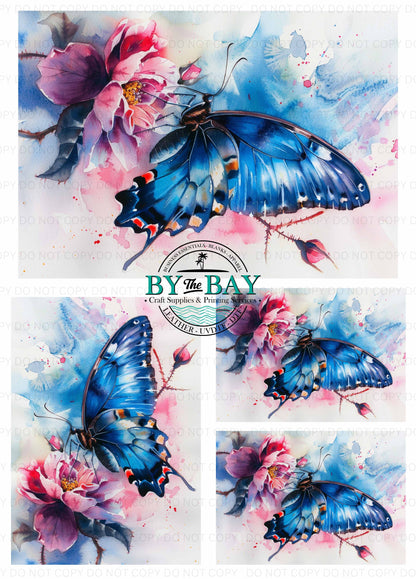Watercolour Blue Butterfly Panel (Various Sizes)