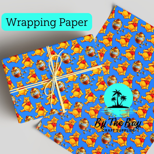 Honey Bear Blue Wrapping Paper