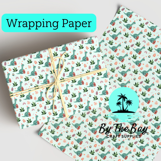 Green Dino Wrapping Paper