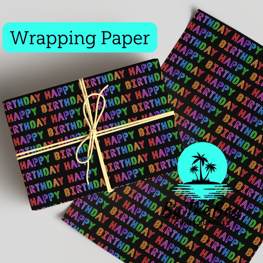 Neon Happy Birthday Wrapping Paper