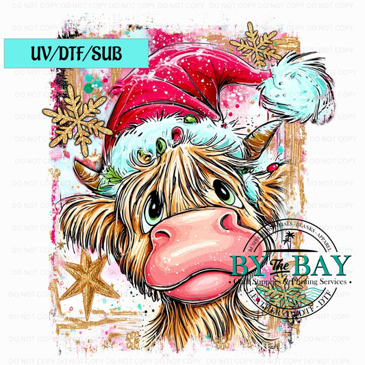 Highland Cow Xmas UV/DTF/SUB Print
