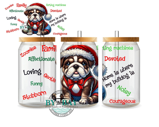 Xmas Bulldog Red bowtie 16oz Wrap