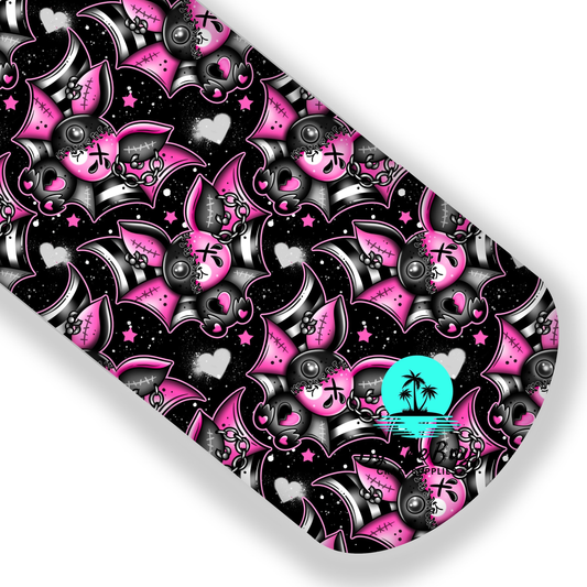Emo Bats Pink - Black Faux Leatherette