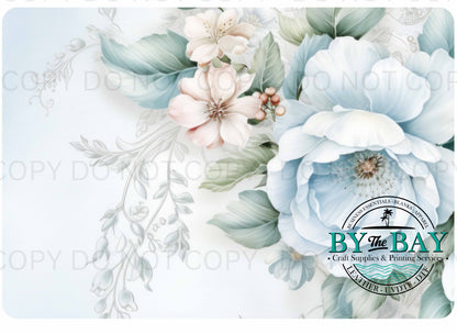 Dusty Blue Flower Daydream Notepad Cut Sew Panel