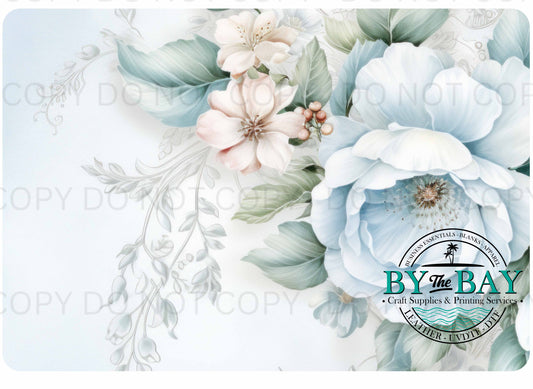 Dusty Blue Flower Daydream Notepad Cut Sew Panel