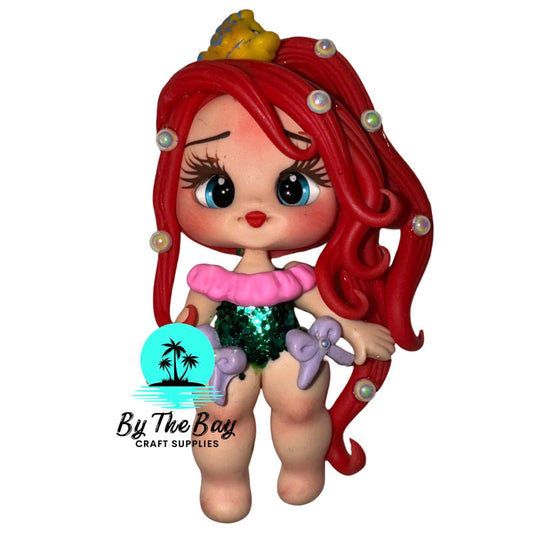 Red hair mermaid fish