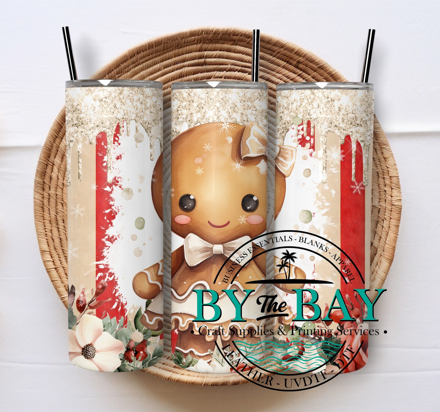 Gingerbread beige red 20oz SUB tumbler print