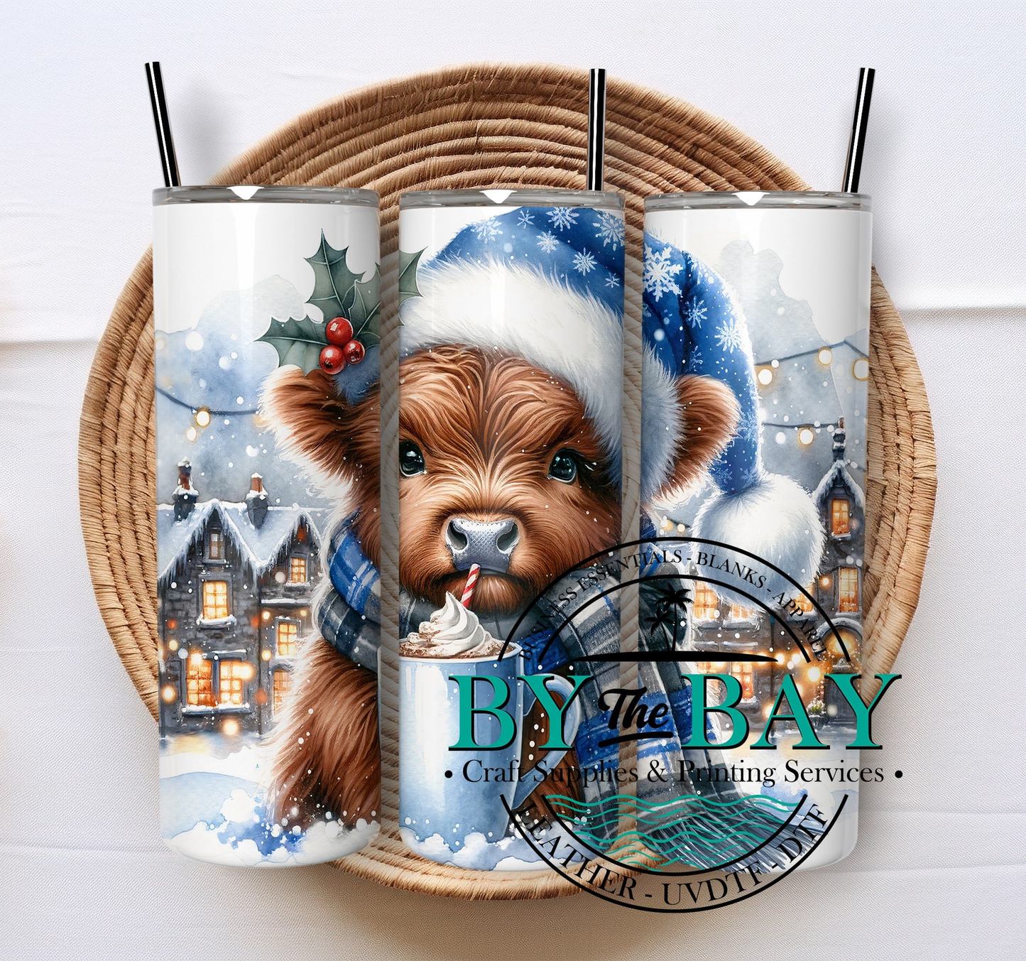 Highland cow Blue 20oz SUB tumbler print