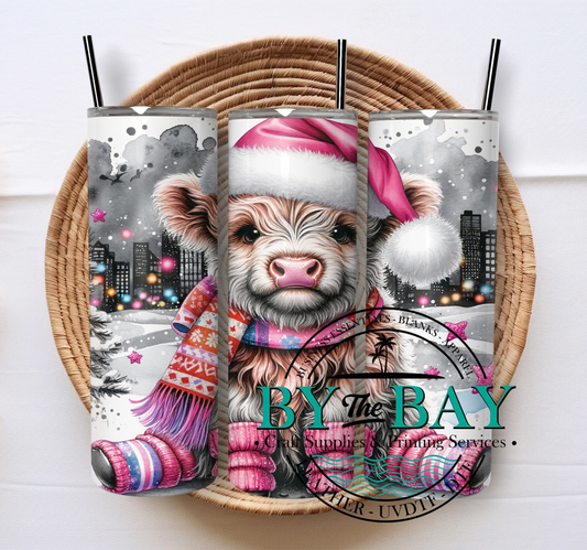 Pink Highland Cow 20oz SUB tumbler print