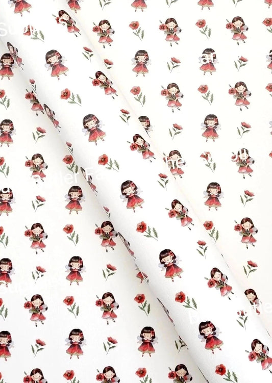 Roll - Poppy Flower Girl Litchi - Bare Butler Faux Leather Supplies 