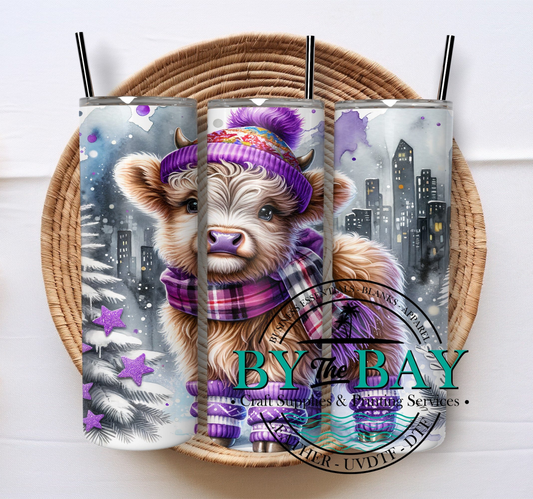Purple highland cow 20oz SUB tumbler print