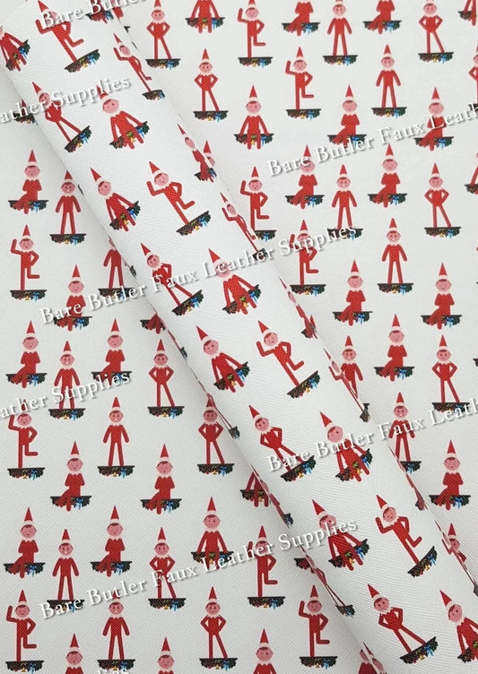 Red Elves Faux Leather - Elf, Elf on the shelf, Faux, Faux Leather, Leather, leatherette - Bare Butler Faux Leather Supplies 