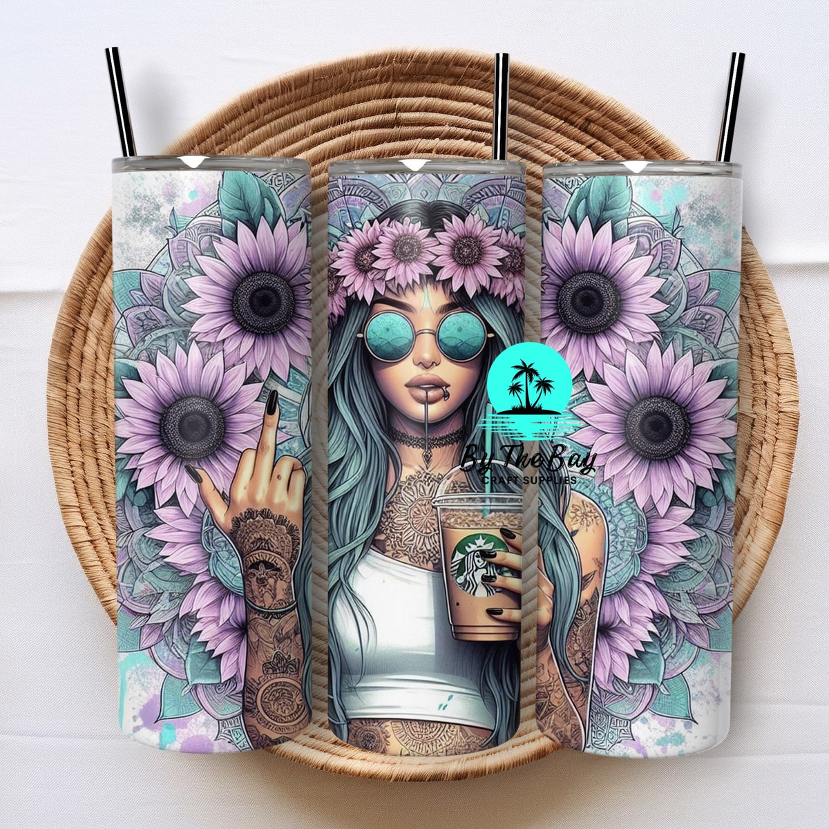 Purple Sunflower Tatts 20oz Tumbler SUB PRINT