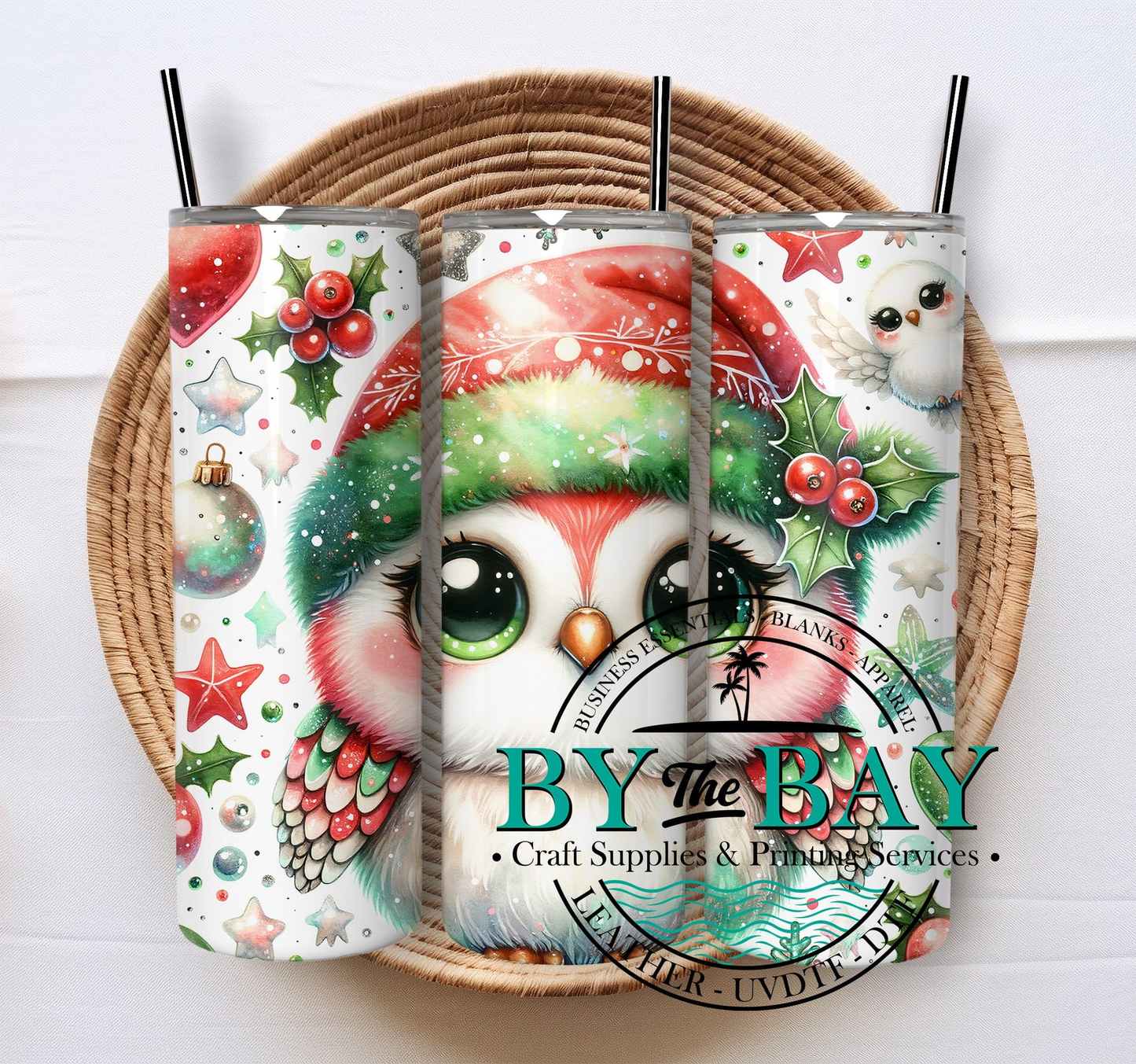 Watercolour xmas owl 20oz SUB tumbler print