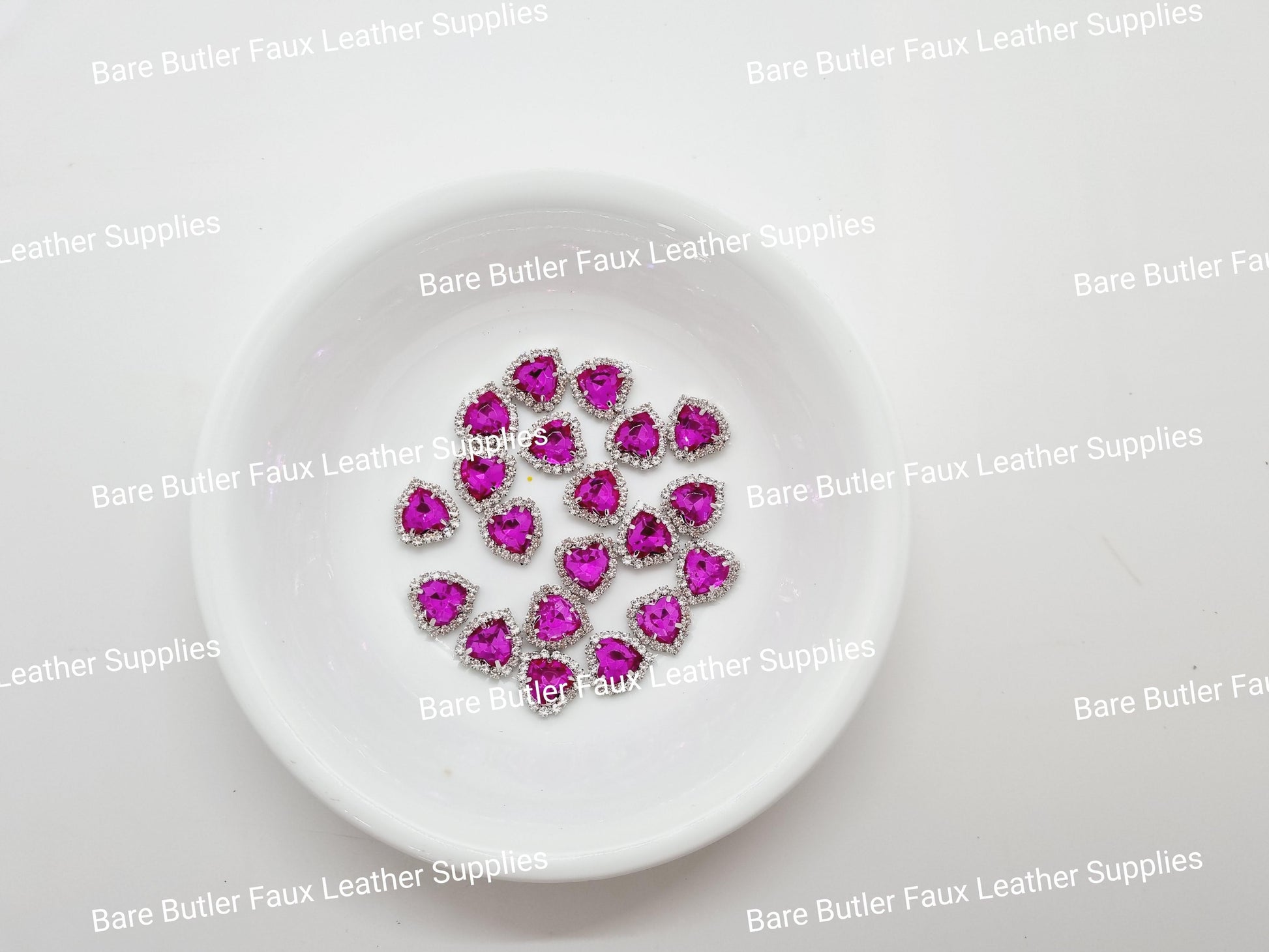 Mini Rhinestone Heart Rose - Bare Butler Faux Leather Supplies 