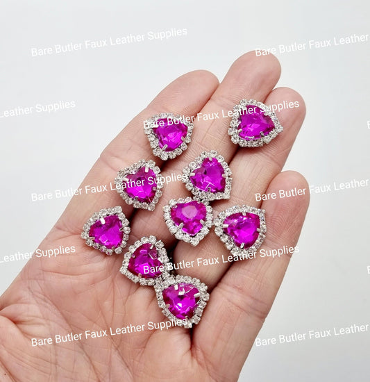 Mini Rhinestone Heart Rose - Bare Butler Faux Leather Supplies 