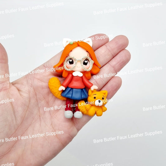 Girl Holding Her Panda Bear - Bare Butler Faux Leather Supplies 