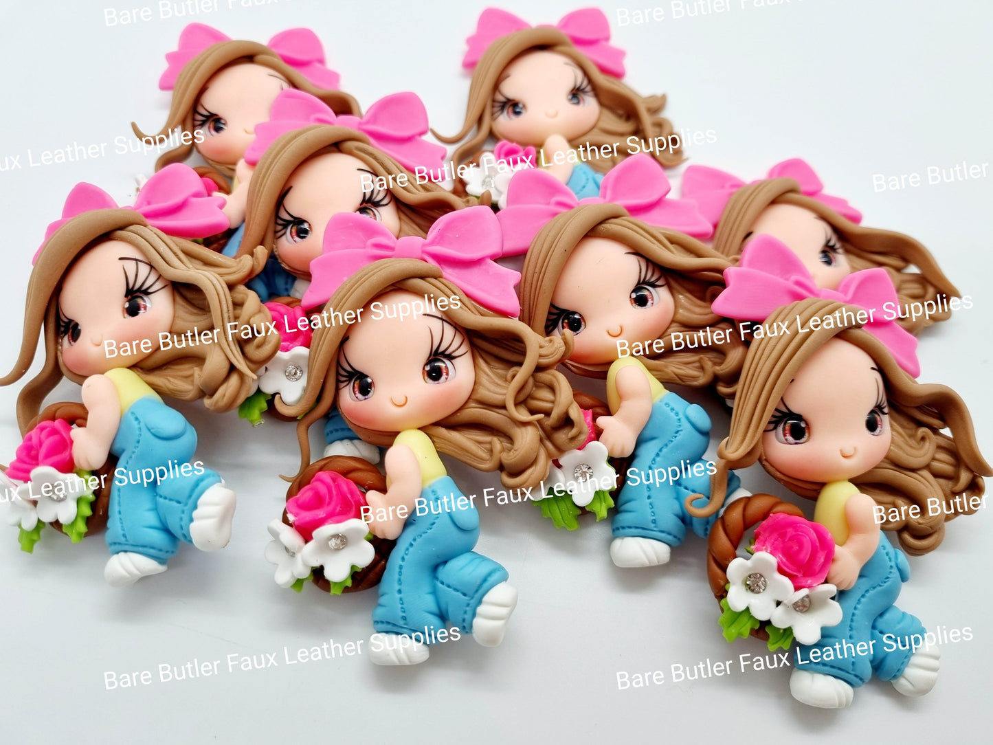 Girl holding flowers in basket - Bare Butler Faux Leather Supplies 