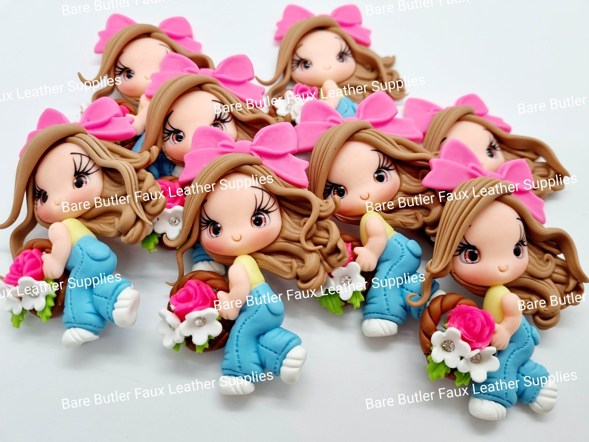 Girl holding flowers in basket - Bare Butler Faux Leather Supplies 