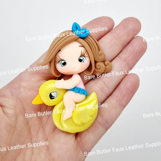 Girl & Yellow Duck Pool Toy - Bare Butler Faux Leather Supplies 