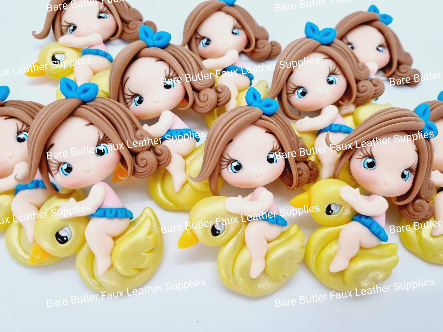 Girl & Yellow Duck Pool Toy - Bare Butler Faux Leather Supplies 