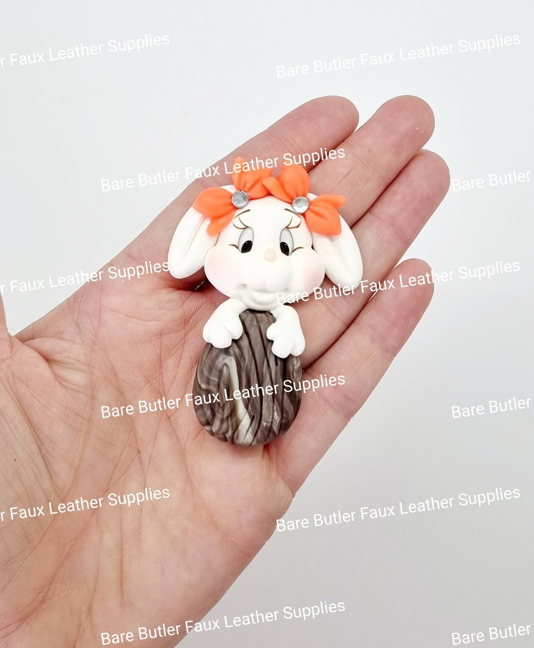 Easter Bunny with Chocolate Easter Egg - Bare Butler Faux Leather Supplies 
