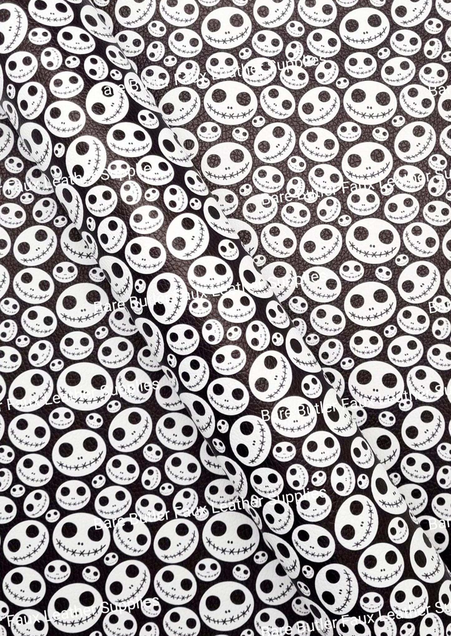 Skeletons Face Litchi - Bare Butler Faux Leather Supplies 