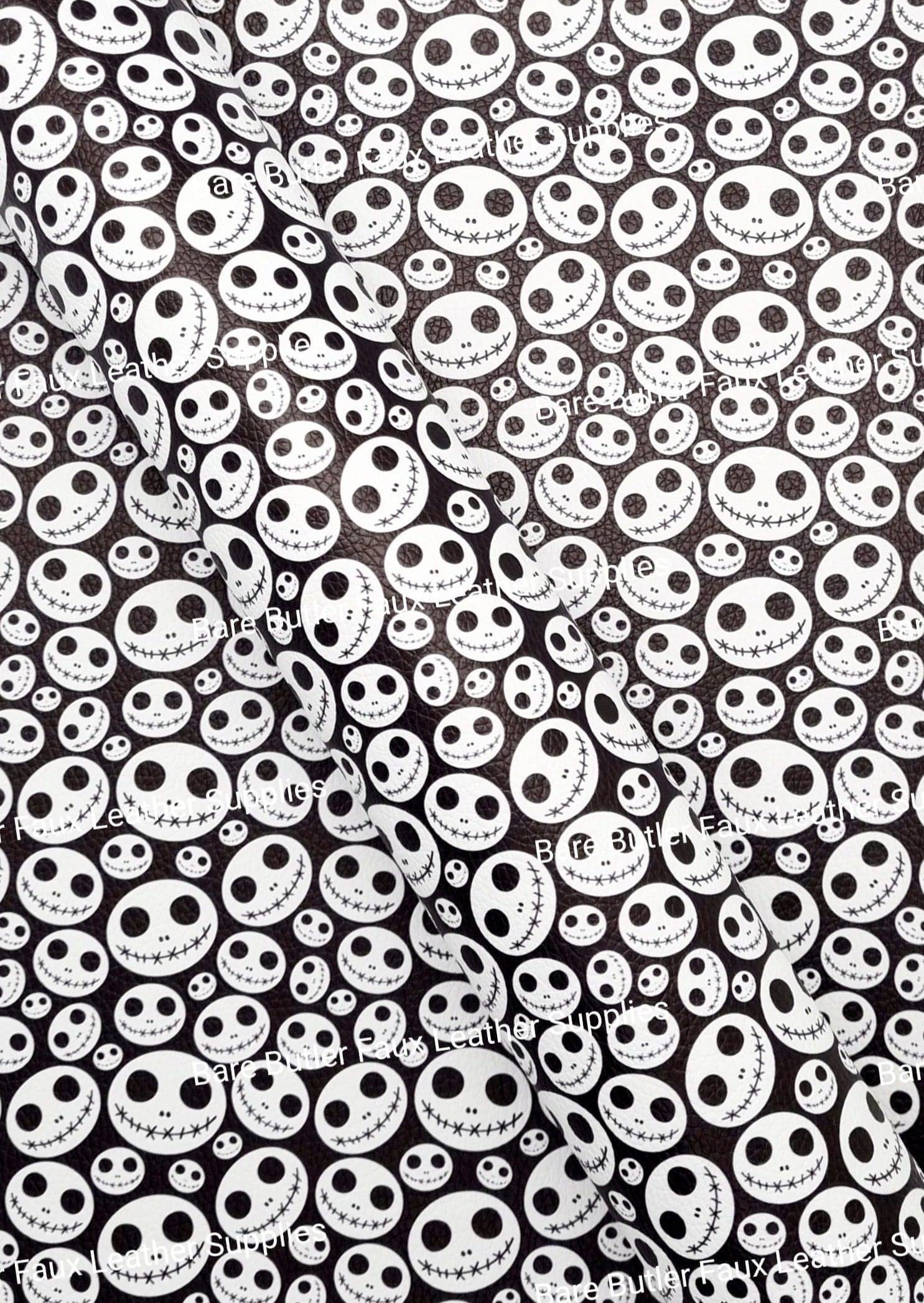 Skeletons Face Litchi - Bare Butler Faux Leather Supplies 