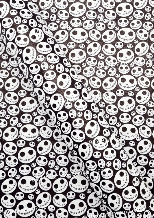 Skeletons Face Litchi - Bare Butler Faux Leather Supplies 