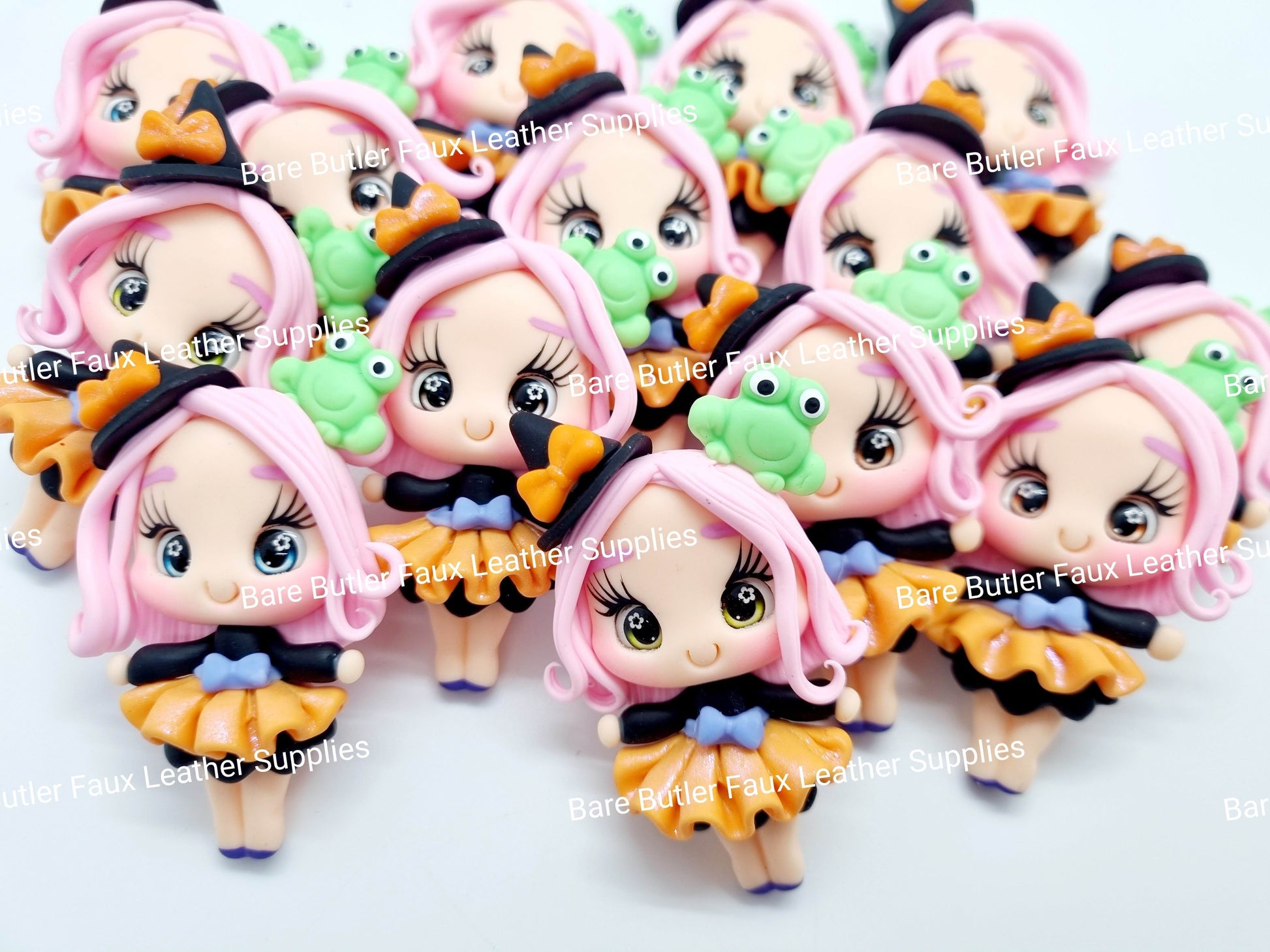 Cute Witch Pink Hair with Frog - Bare Butler Faux Leather Supplies 