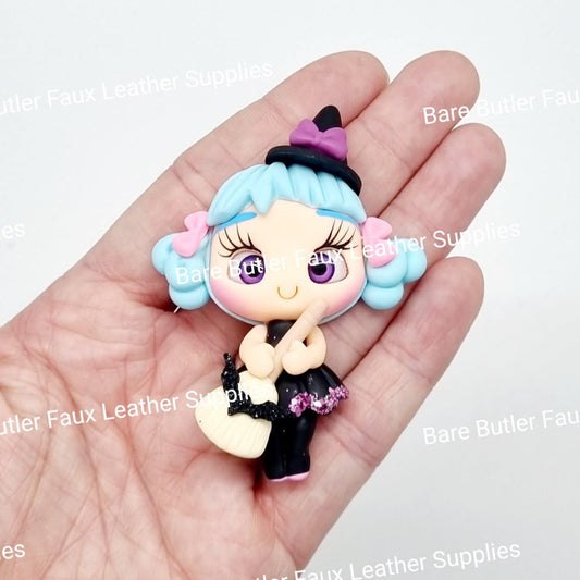 Cute Witch Blue Hair - Bare Butler Faux Leather Supplies 