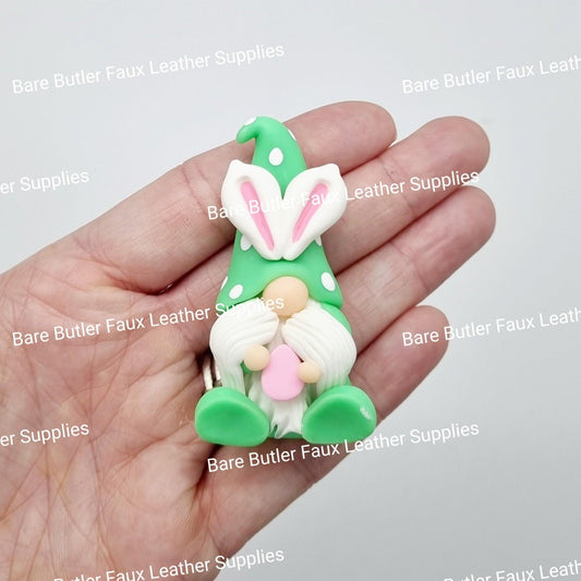 Bunny Gnome Green Holding Pink Egg - Bare Butler Faux Leather Supplies 