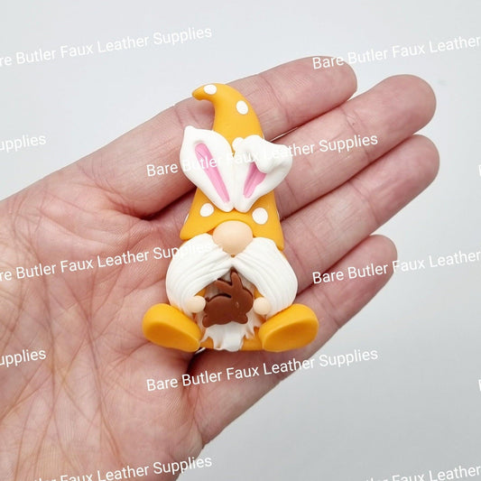 Bunny Gnome Orange Holding Chocolate Rabbit - Bare Butler Faux Leather Supplies 