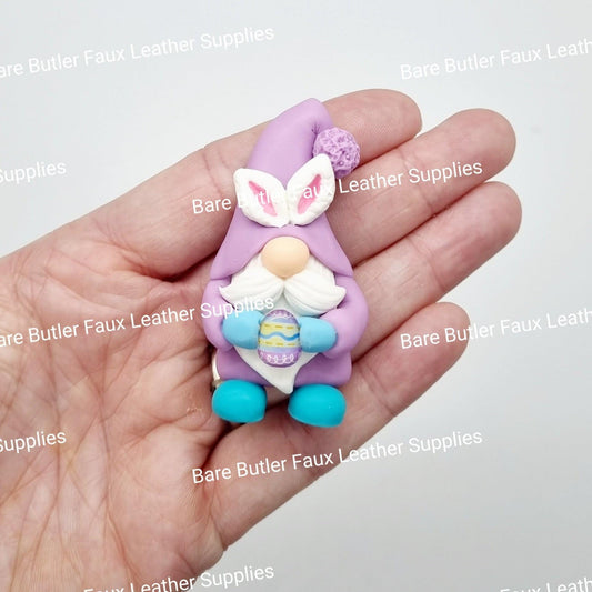 Bunny Gnome Purple Holding Purple Egg - Bare Butler Faux Leather Supplies 