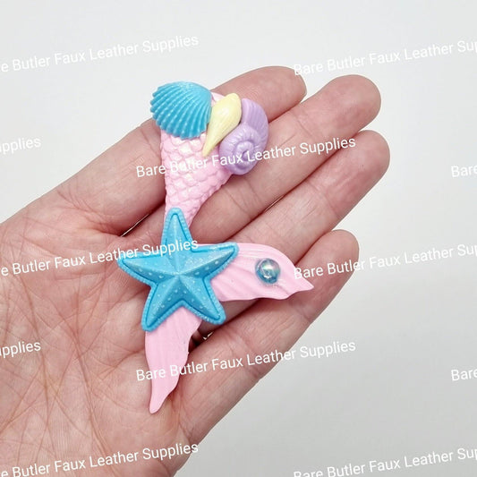 Mermaid Tail Pink with Sea Shell - Bare Butler Faux Leather Supplies 