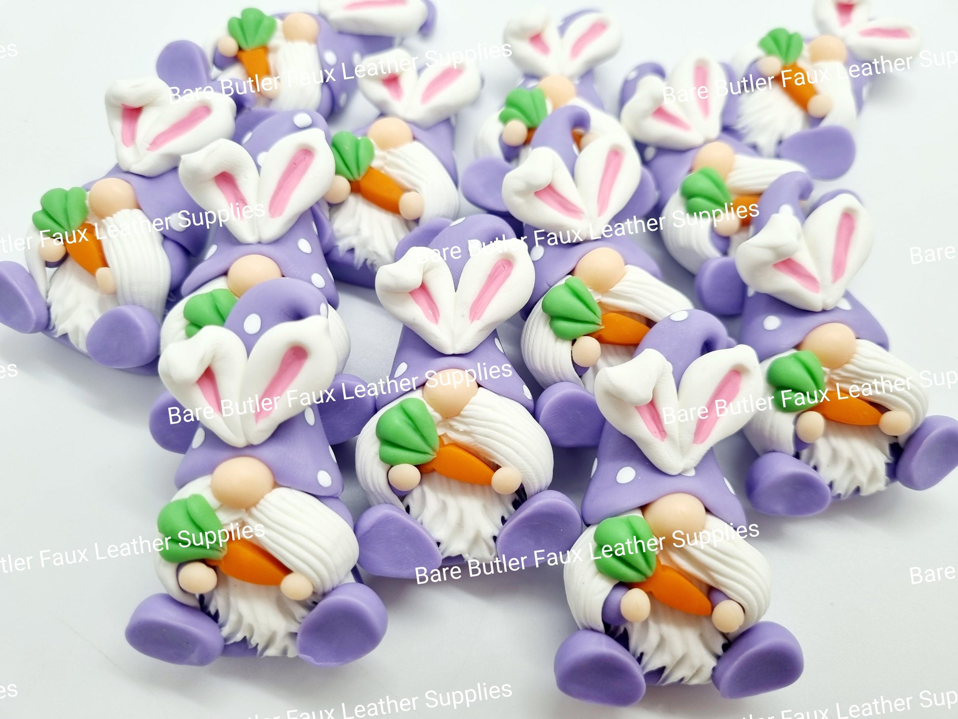 Bunny Gnome Purple Holding Carrot - Bare Butler Faux Leather Supplies 
