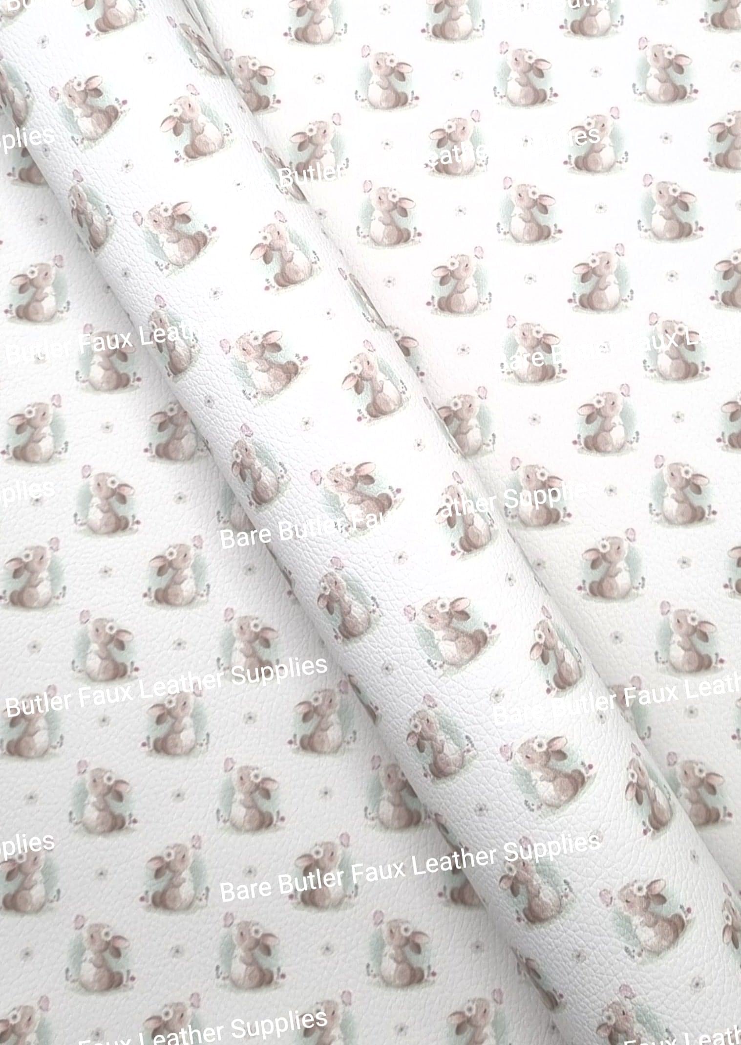 Bunny with Butterfly on Nose Litchi - Bare Butler Faux Leather Supplies 