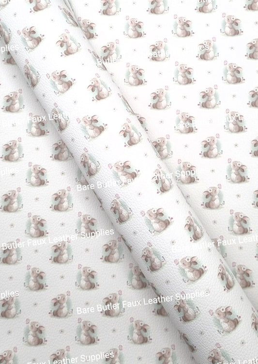 Bunny with Butterfly on Nose Litchi - Bare Butler Faux Leather Supplies 