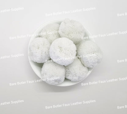 Pom Poms Light Minty White - Bare Butler Faux Leather Supplies 