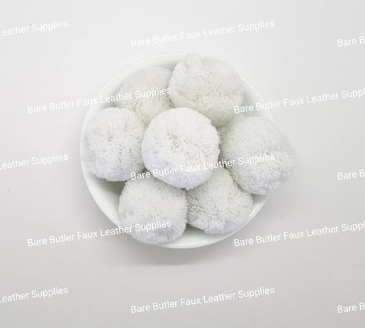 Pom Poms Light Minty White - Bare Butler Faux Leather Supplies 