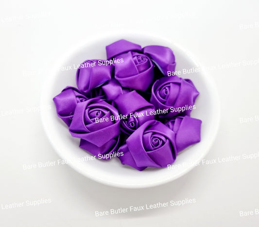 Satin Flower Buds - Purple - Bare Butler Faux Leather Supplies 