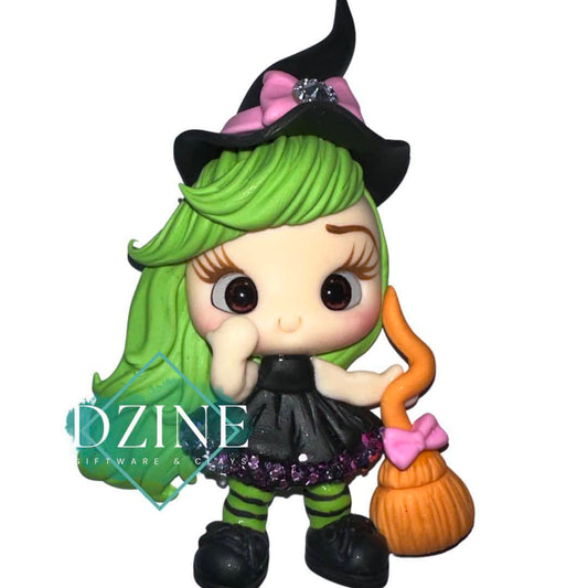 Cute green haired witch