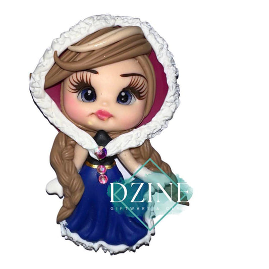 Christmas brunette snow princess with hood