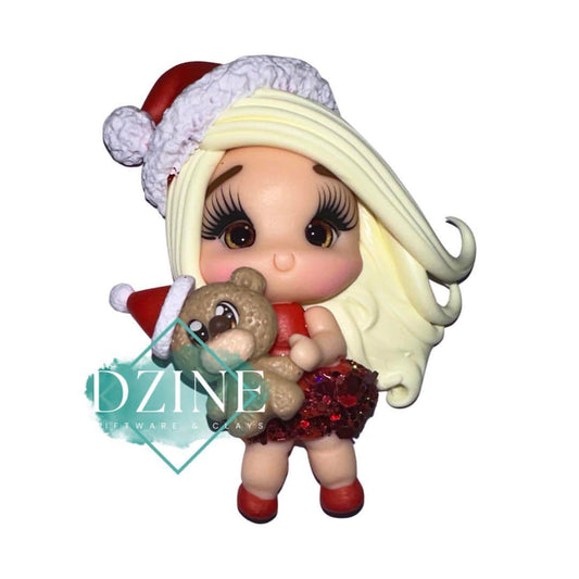 Christmas cute blonde girl with bear
