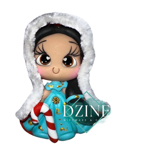 Christmas genie wearing fluffy cape