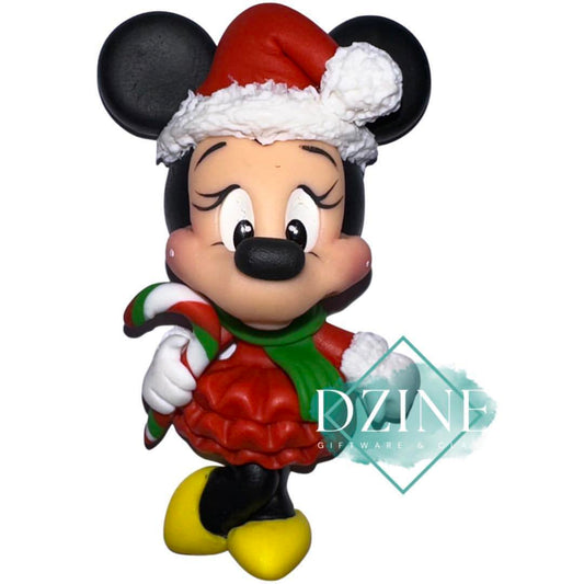 Christmas Miss mouse wearing scarf & candy cane