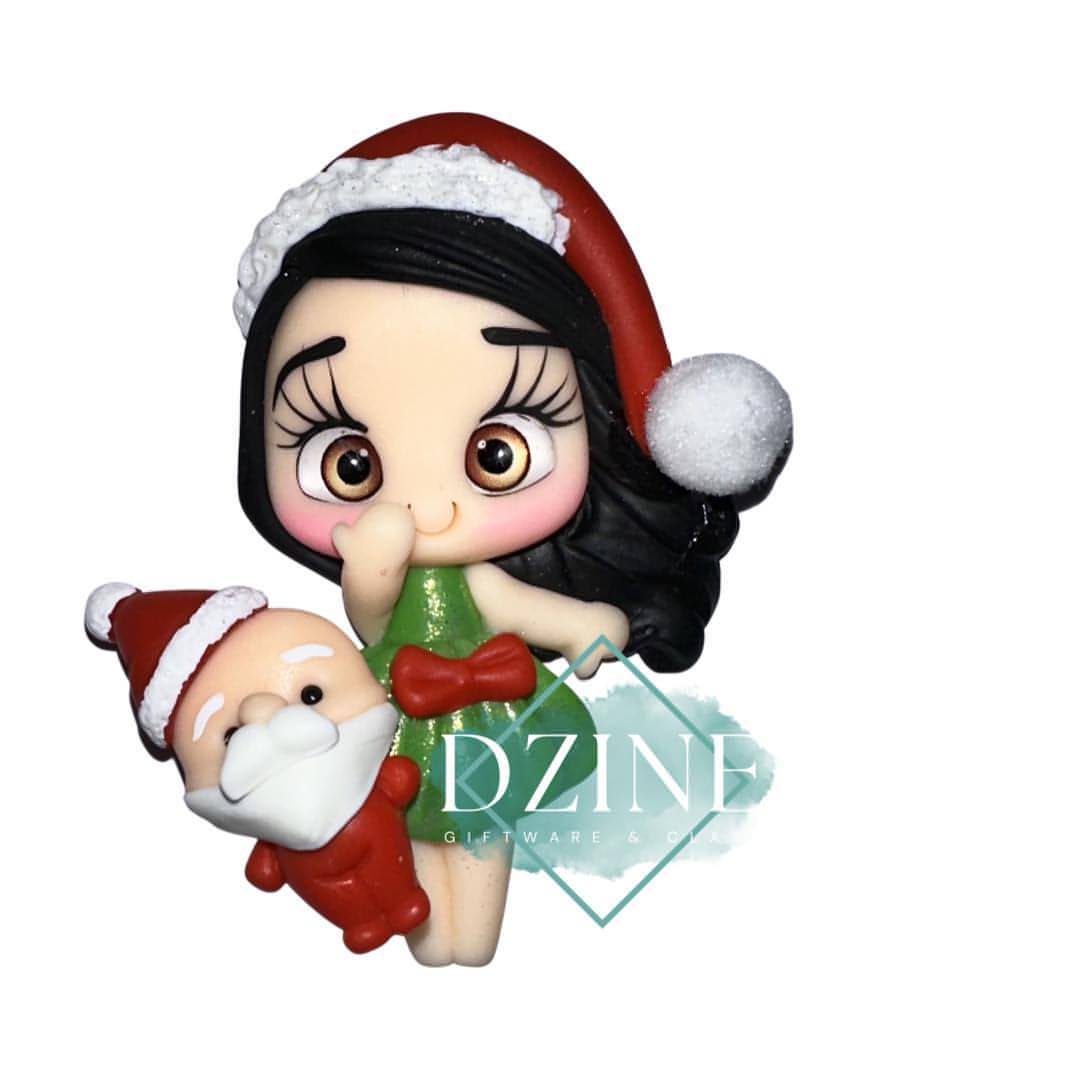 Christmas girl with santa black hair
